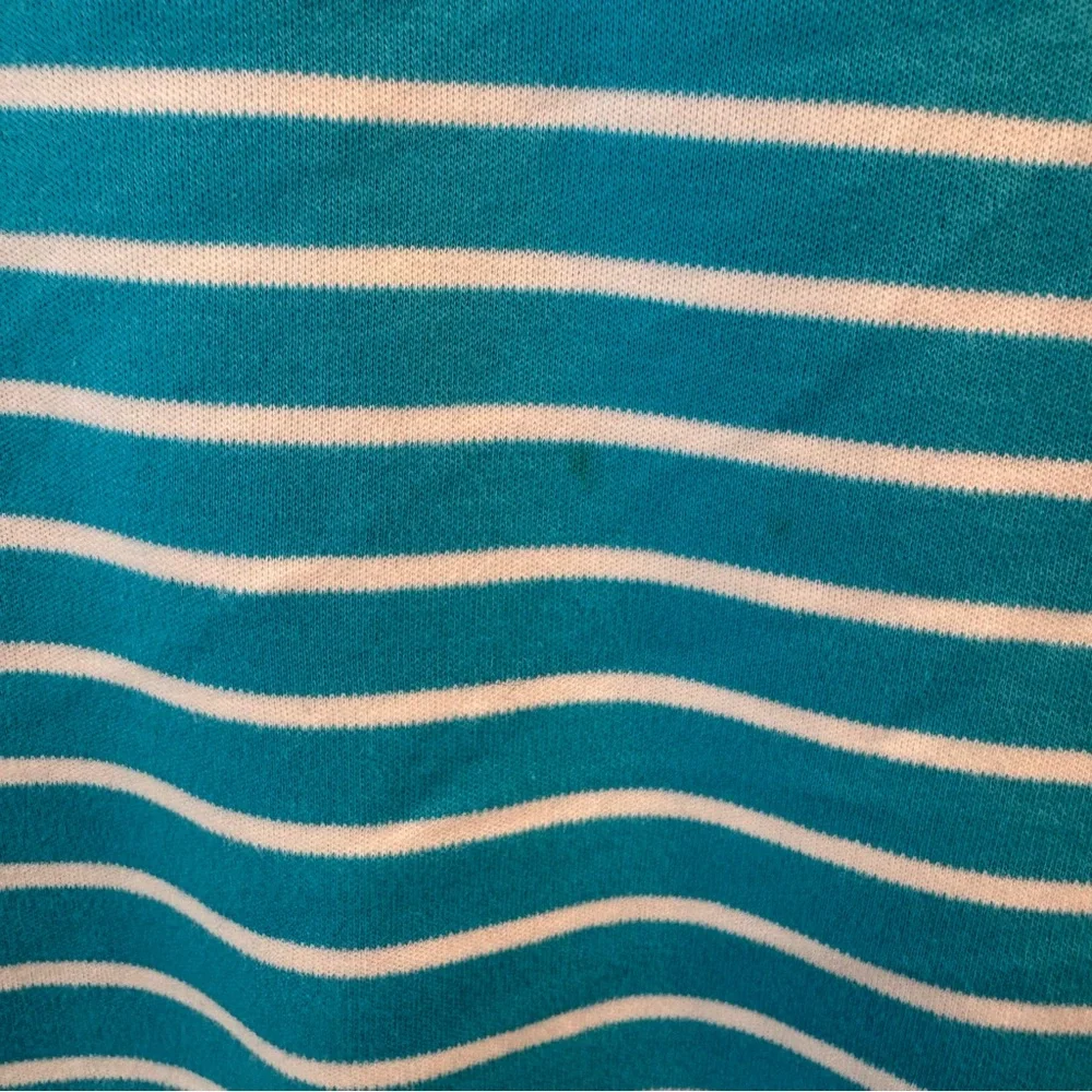 Polo by Ralph Lauren Teal and White Striped Polo‎ Shirt- Pima Soft Touch- Large